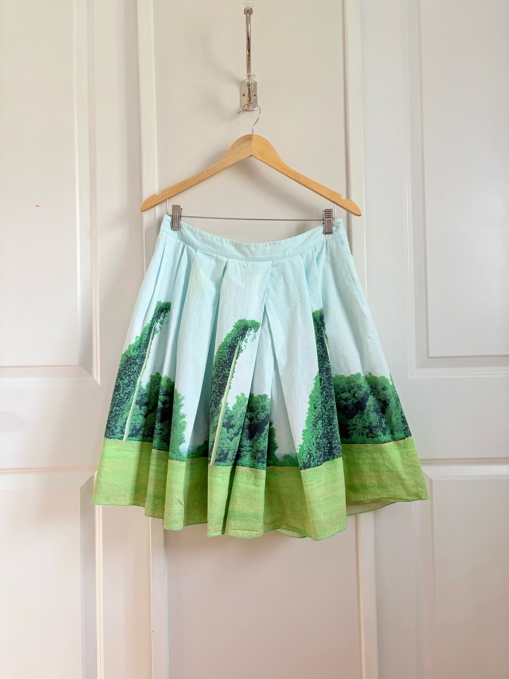 Anthropologie x Sarah Ball Printed Pleated Skirt | Size 8 | Garden Landscape